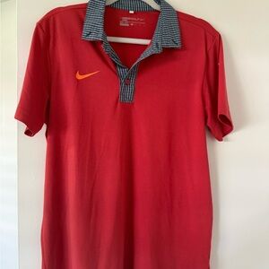 Nike Red Polo Shirt with Striped Collar